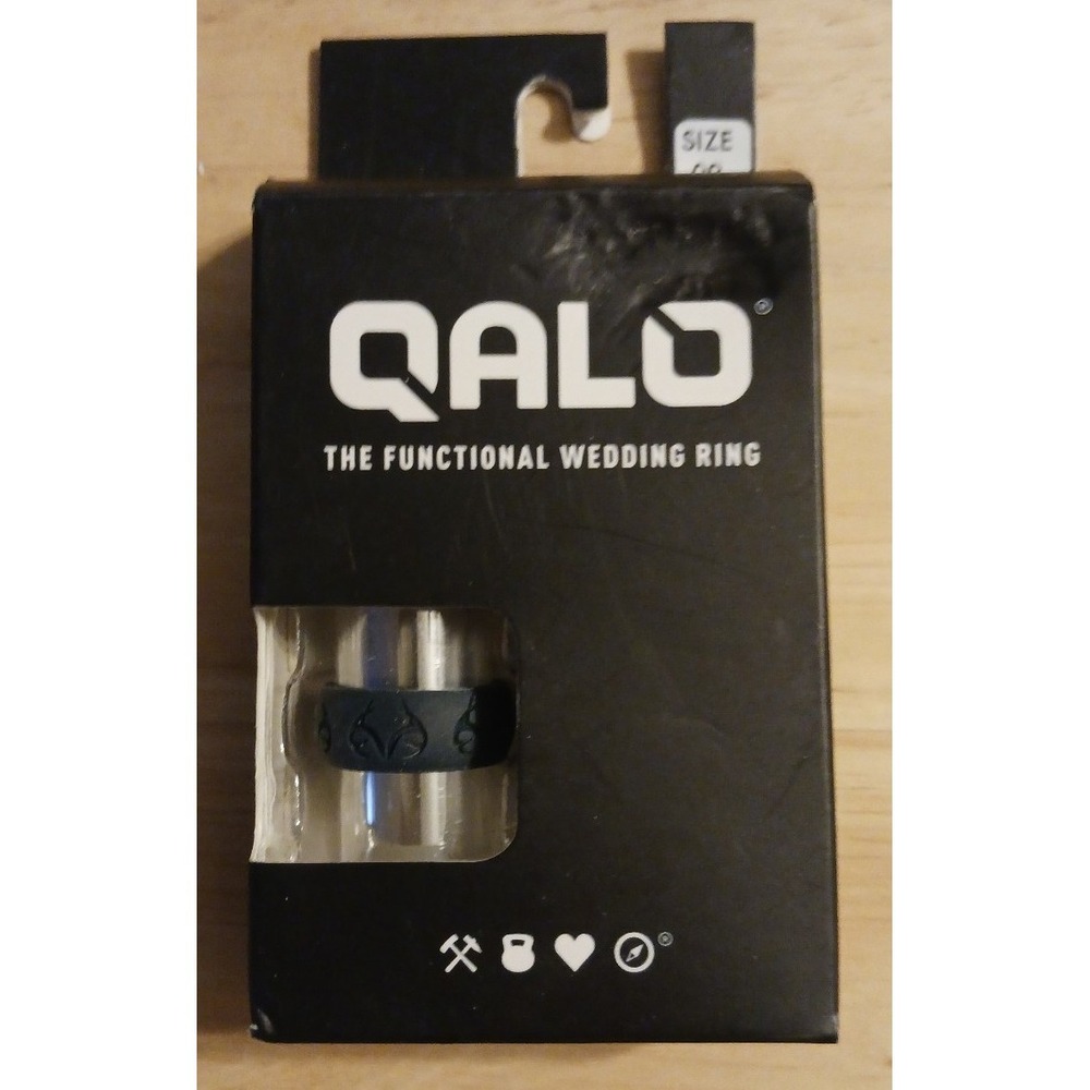 NEW Qalo - The Functional‎ Wedding Ring, Silicone Band in Black RealTree, Sz 9